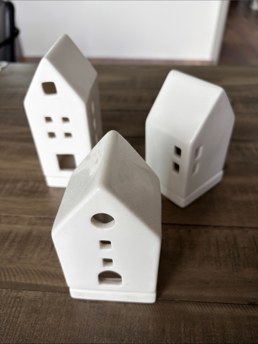 Porcelain Tealight Houses - Ceramic Decorative Set of 3